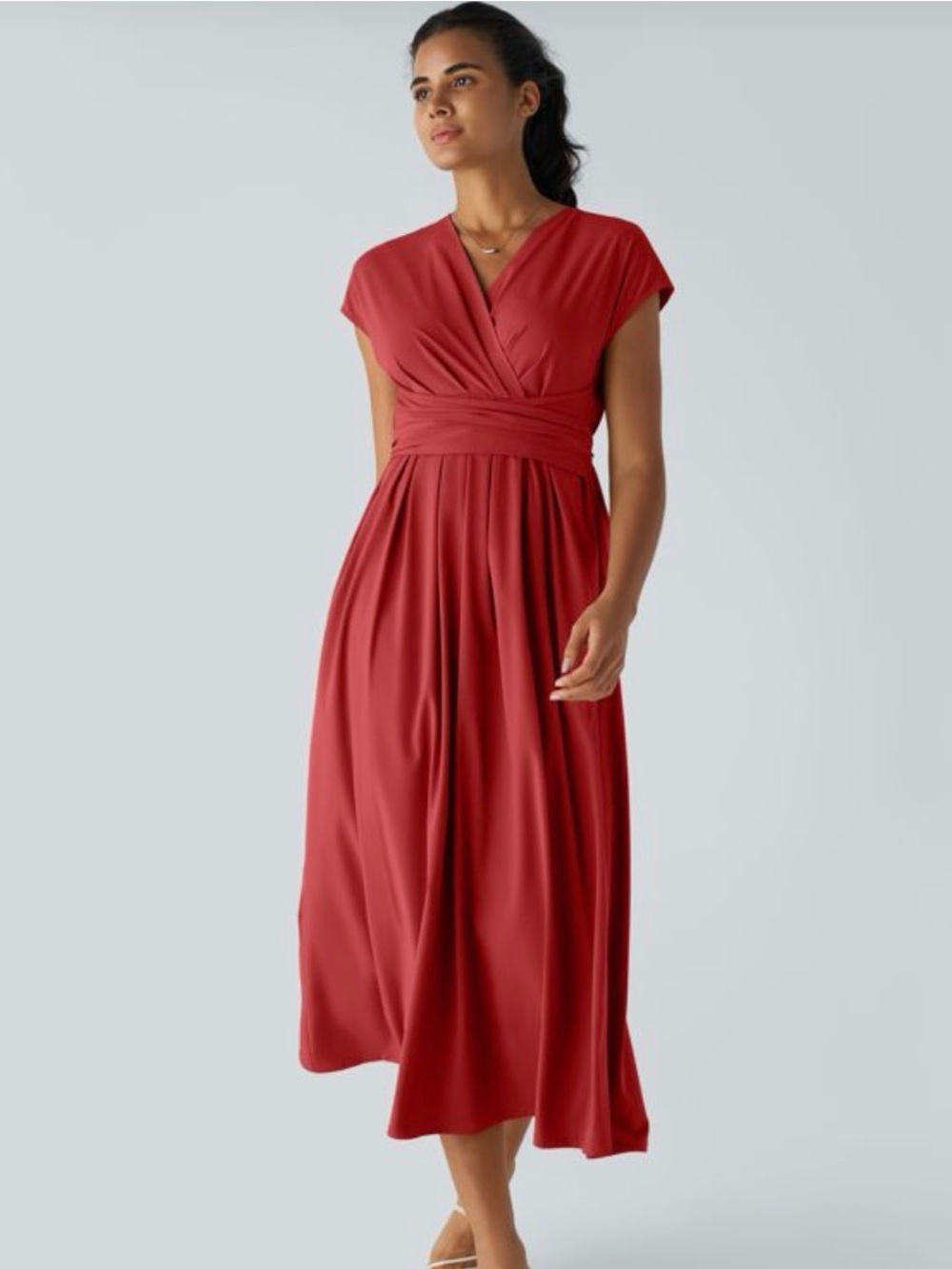 HALARA Rust-Red Midi Wrap Dress - Picture 3 of 5